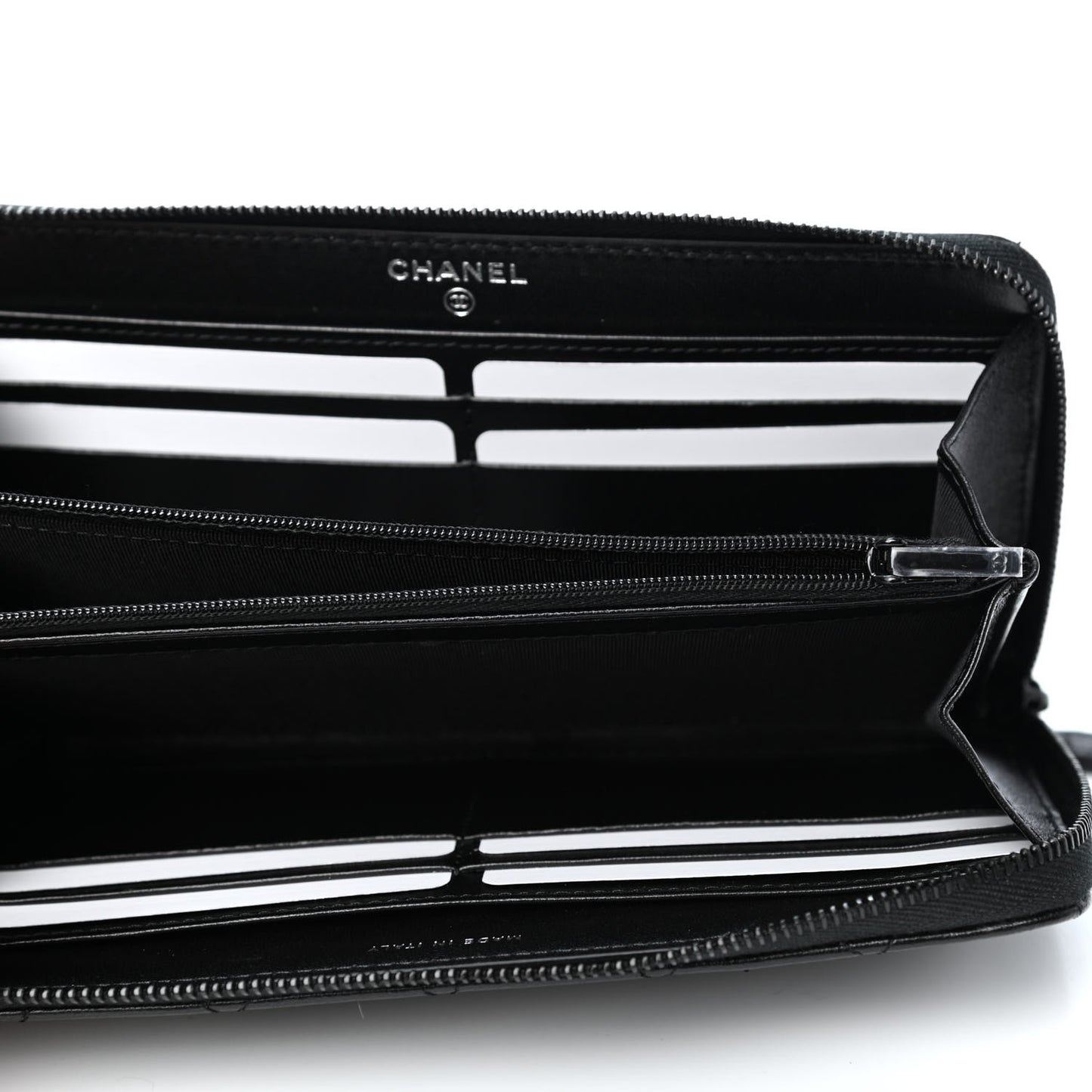 Lambskin Quilted Large Gusset Zip Around Wallet So Black