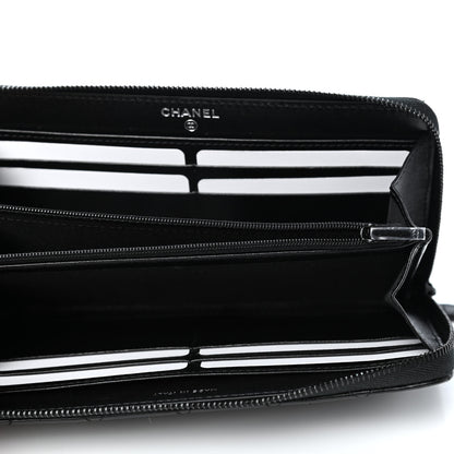 Chanel Lambskin Quilted Large Gusset Zip Around Wallet So Black 4 of 4