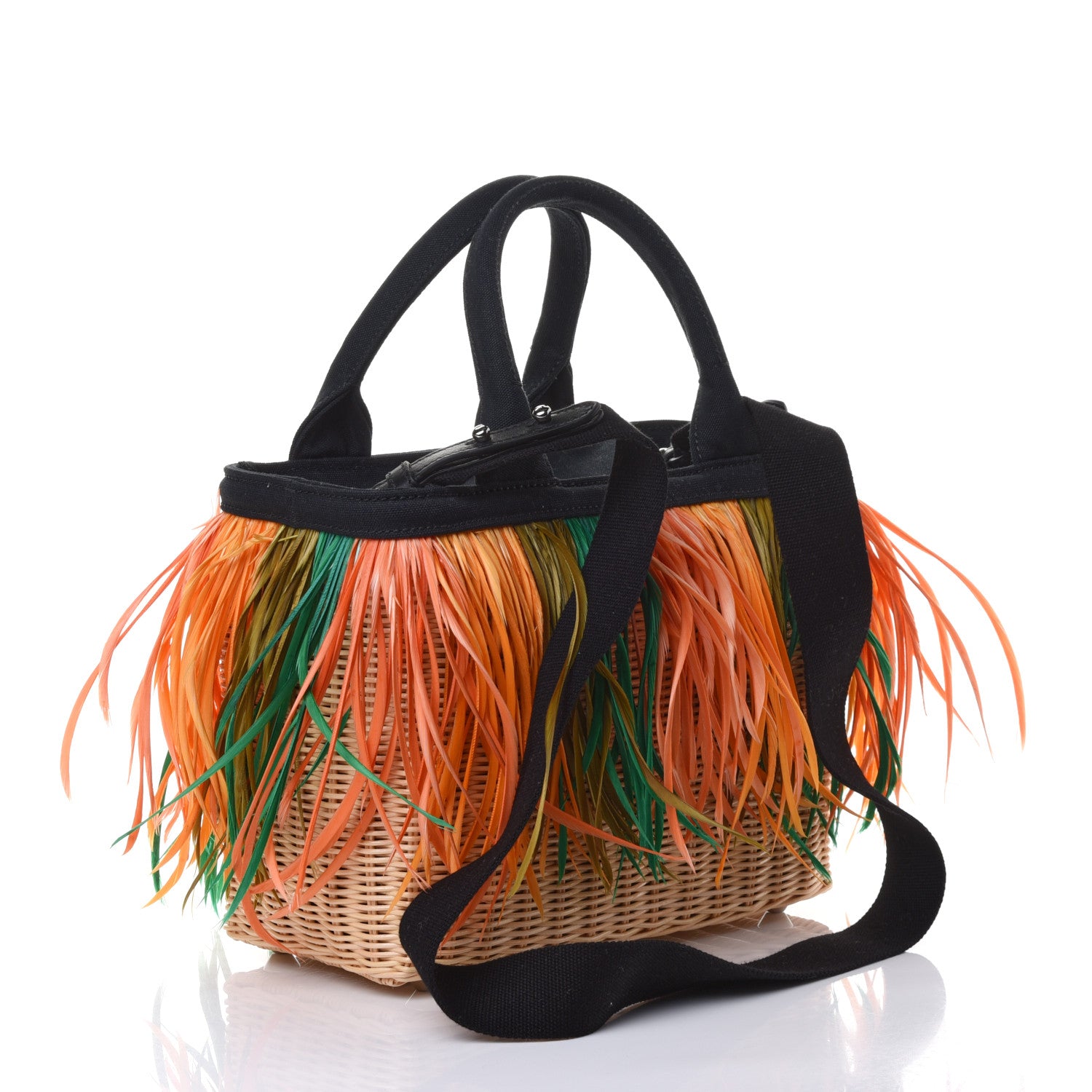 Prada Midollino Piume Canapa Tote Naturale Black 2 of 4