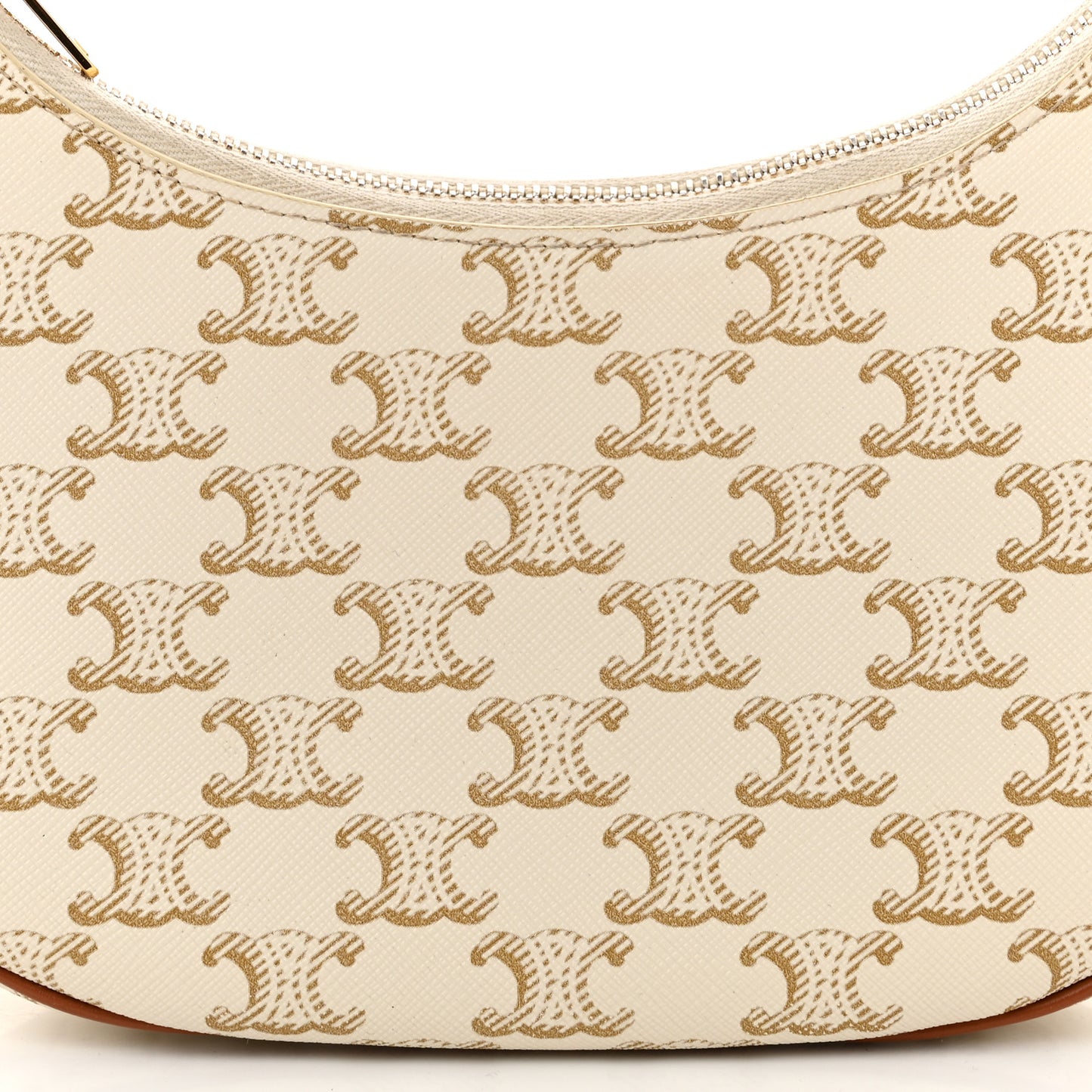 Canvas Calfskin Ava Triomphe Shoulder Bag White