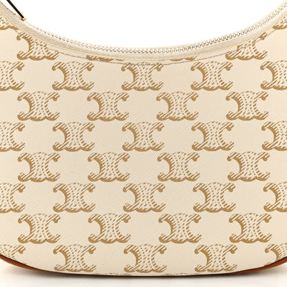 Celine Canvas Calfskin Ava Triomphe Shoulder Bag White 8 of 10