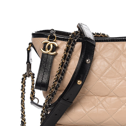Chanel Aged Calfskin Quilted Large Gabrielle Hobo Beige Black 10 of 10