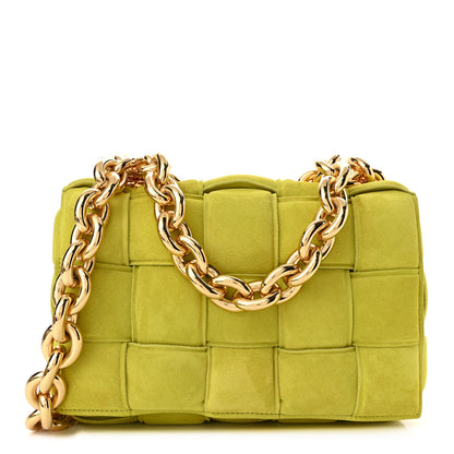 Bottega Veneta Suede Maxi Intrecciato Padded Chain Cassette Crossbody Bag Kiwi 1 of 10
