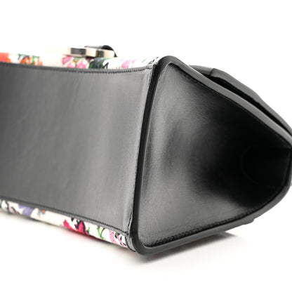 Balenciaga X GUCCI Canvas Boarded Plutone Calfskin Flora Logo Print Small Hourglass Top Handle Bag White Multicolor Black 9 of 9