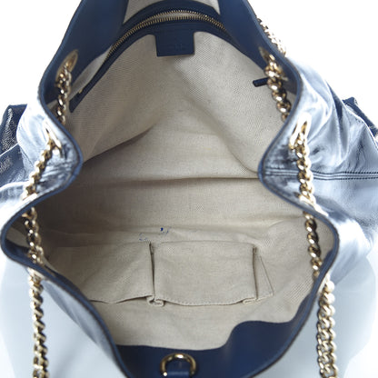 Gucci Patent Medium Soho Chain Shoulder Bag Uniform Blue 5 of 11