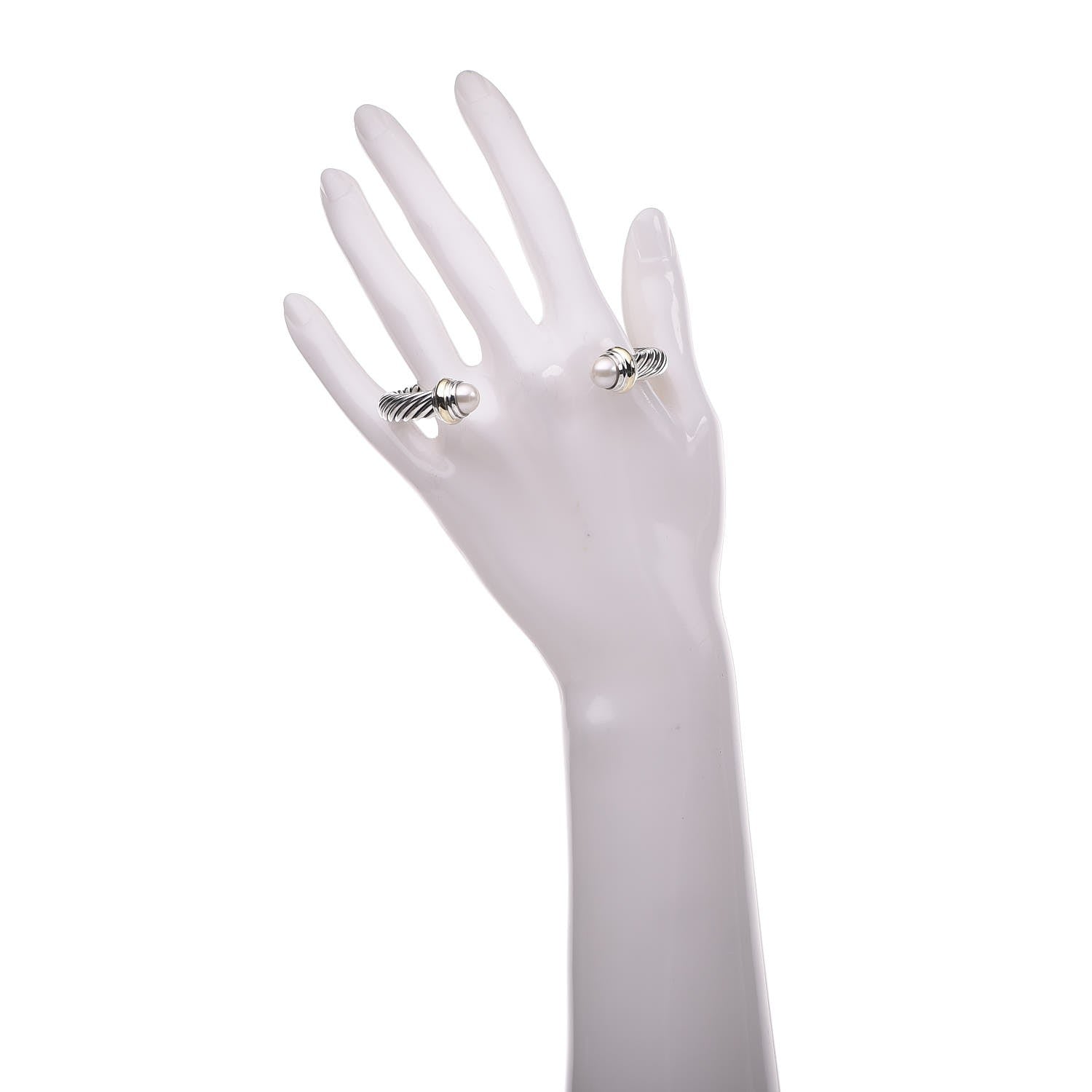 David Yurman Sterling Silver 14K Yellow Gold Pearl 7mm Cable Classics Bracelet 2 of 5