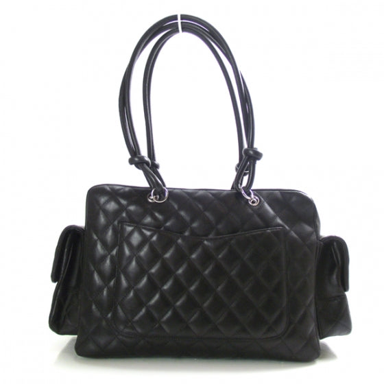 Chanel Calfskin Quilted Large Cambon Multipocket Reporter Black White 2 of 10