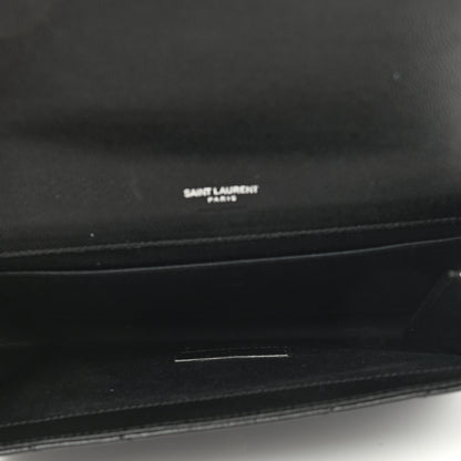 Saint Laurent Grain De Poudre Matelasse Chevron Monogram Envelope Clutch Black 5 of 15