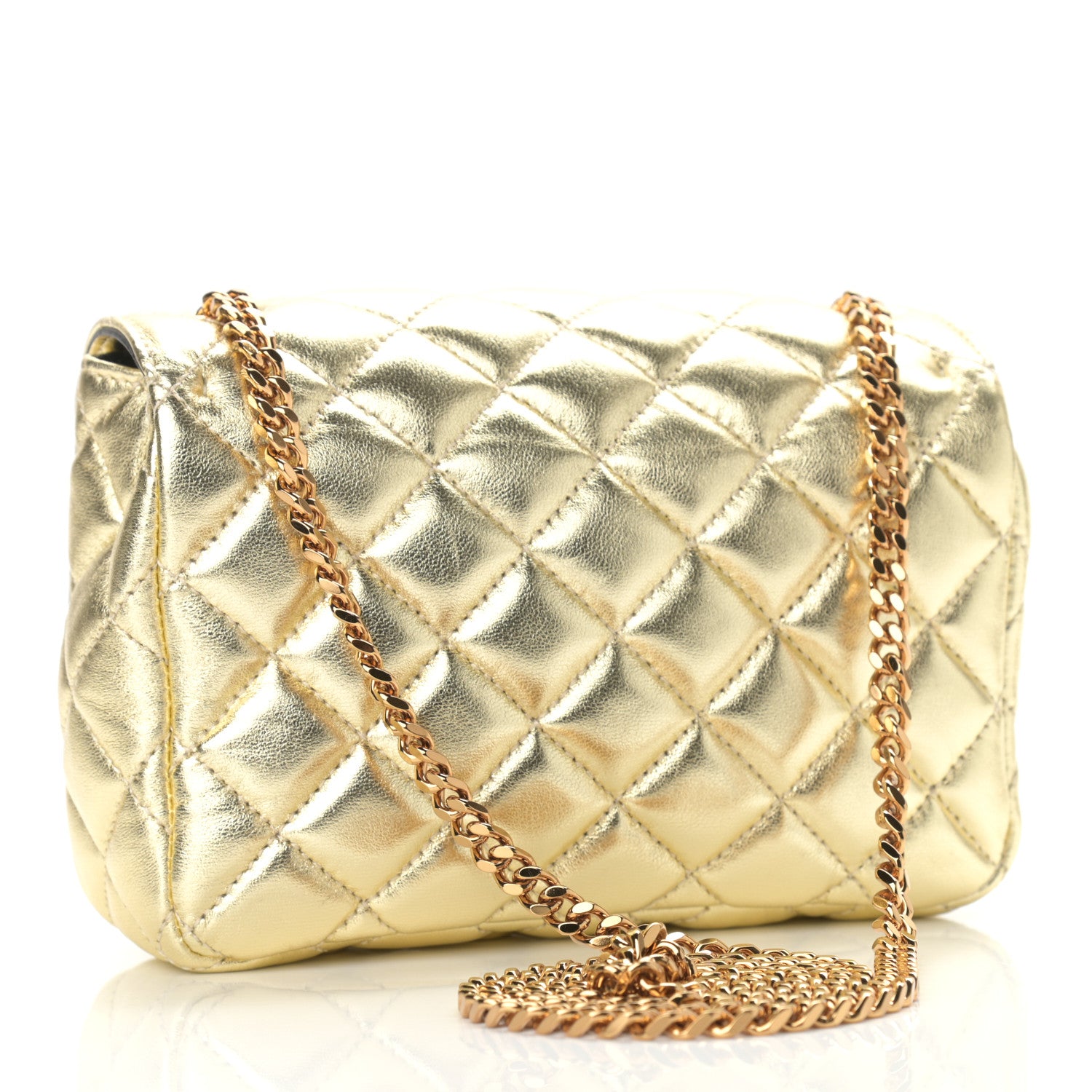 Versace Metallic Nappa Quilted Small Medusa Chain Crossbody Gold 3 of 8