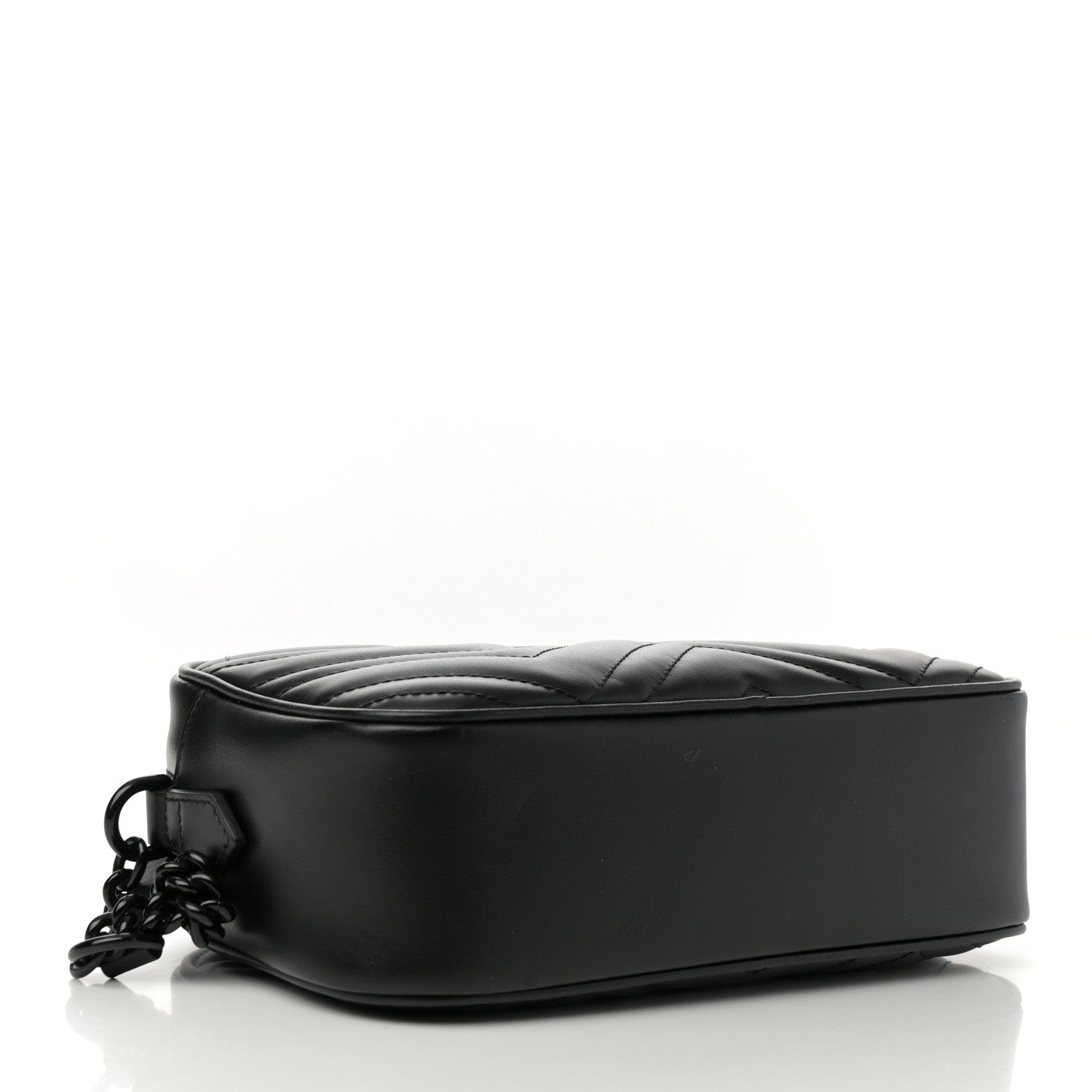 Gucci Calfskin Matelasse Monochrome Small GG Marmont Chain Shoulder Bag Black 4 of 10