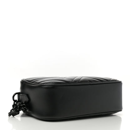 Gucci Calfskin Matelasse Monochrome Small GG Marmont Chain Shoulder Bag Black 4 of 10