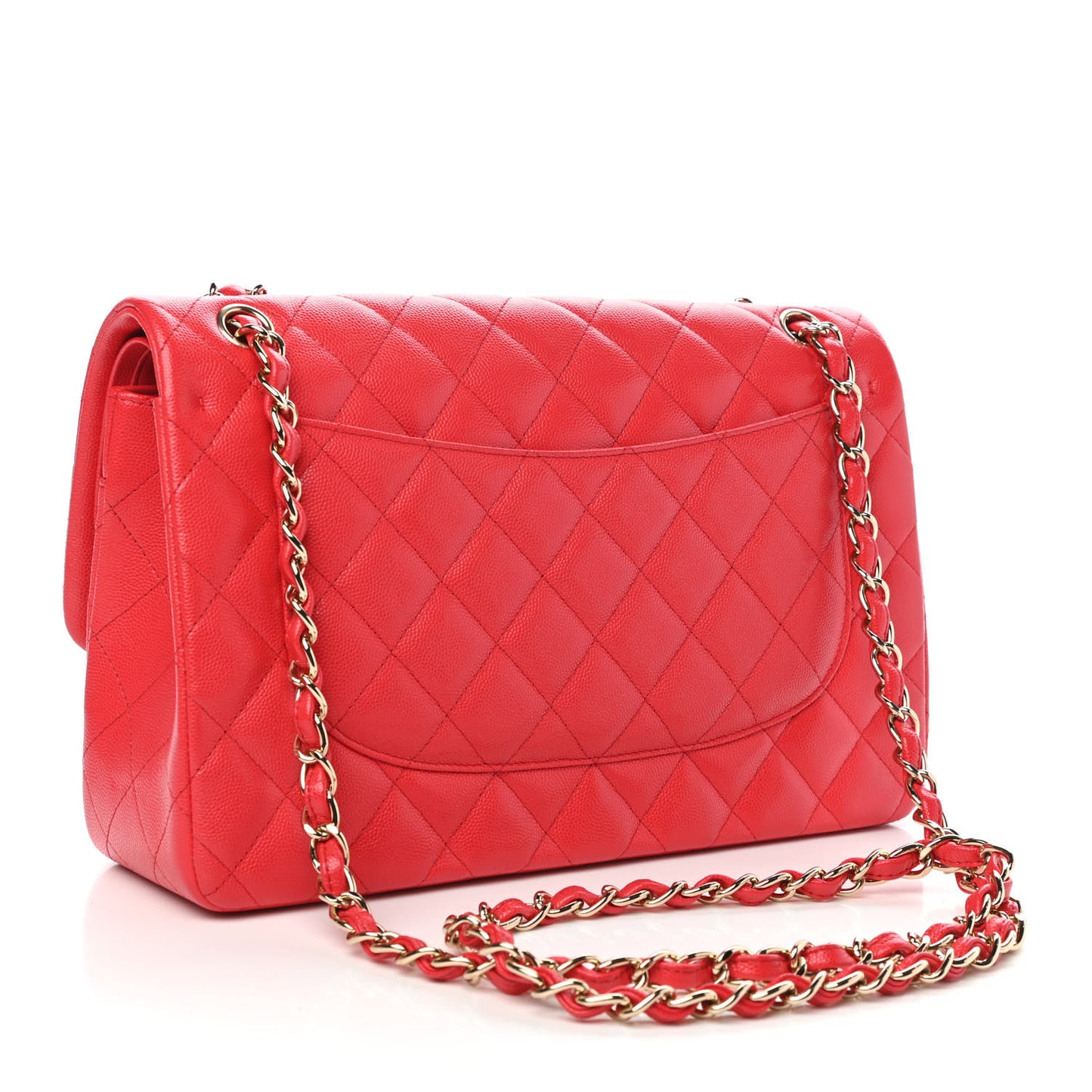 Caviar Quilted Jumbo Double Flap Red