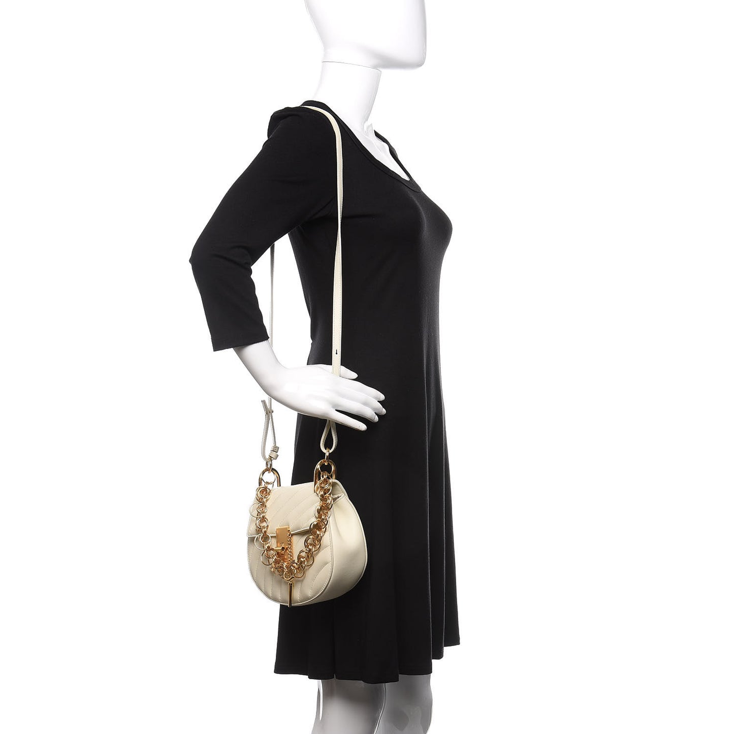 Calfskin Quilted Mini Drew Bijou Shoulder Bag Natural White