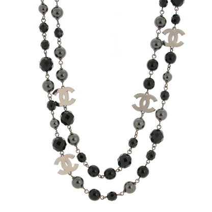 Chanel Ruthenium Beaded CC Long Necklace Black 1 of 5