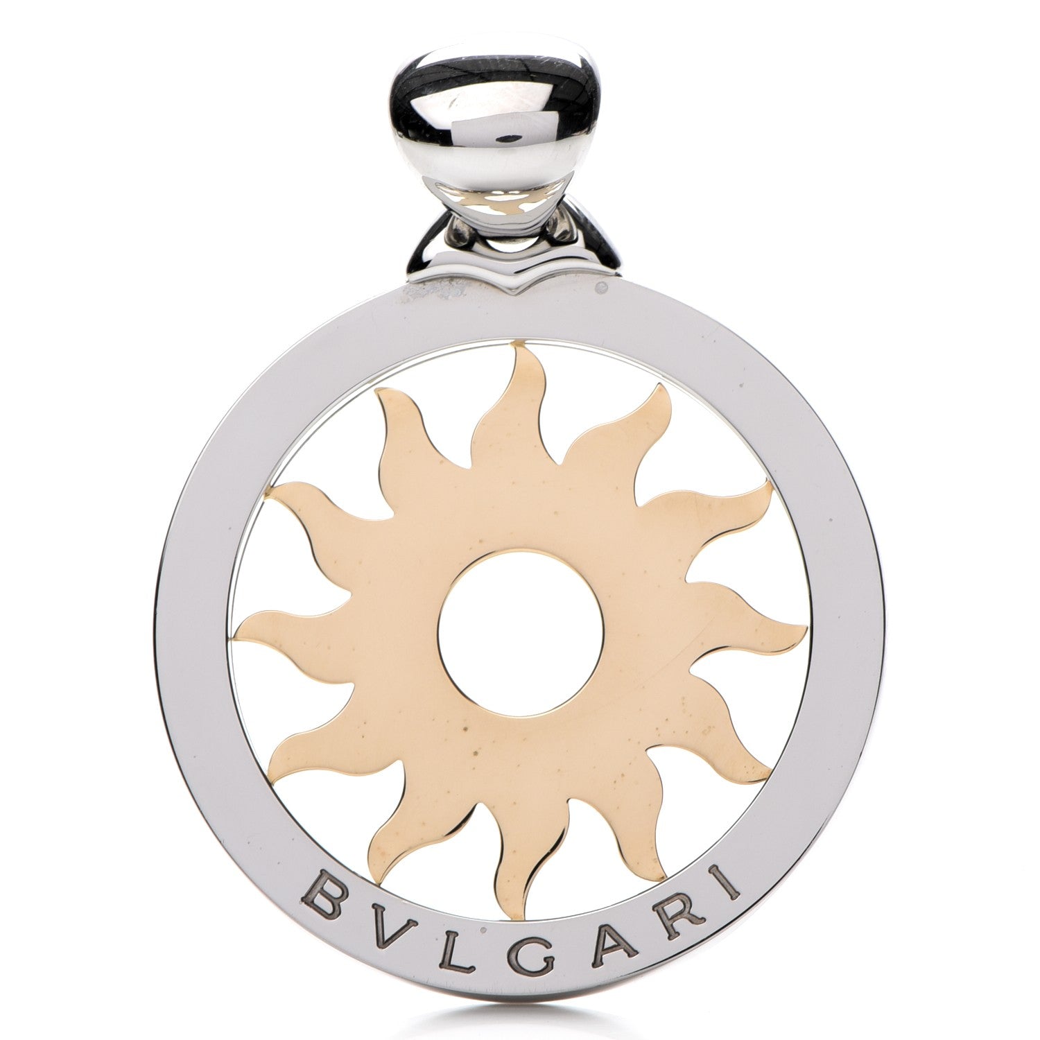 Bulgari Stainless Steel 18K Yellow Gold Large Tondo Sun Pendant 1 of 5