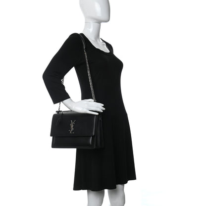 Saint Laurent Calfskin Large Monogram Sunset Black 2 of 10