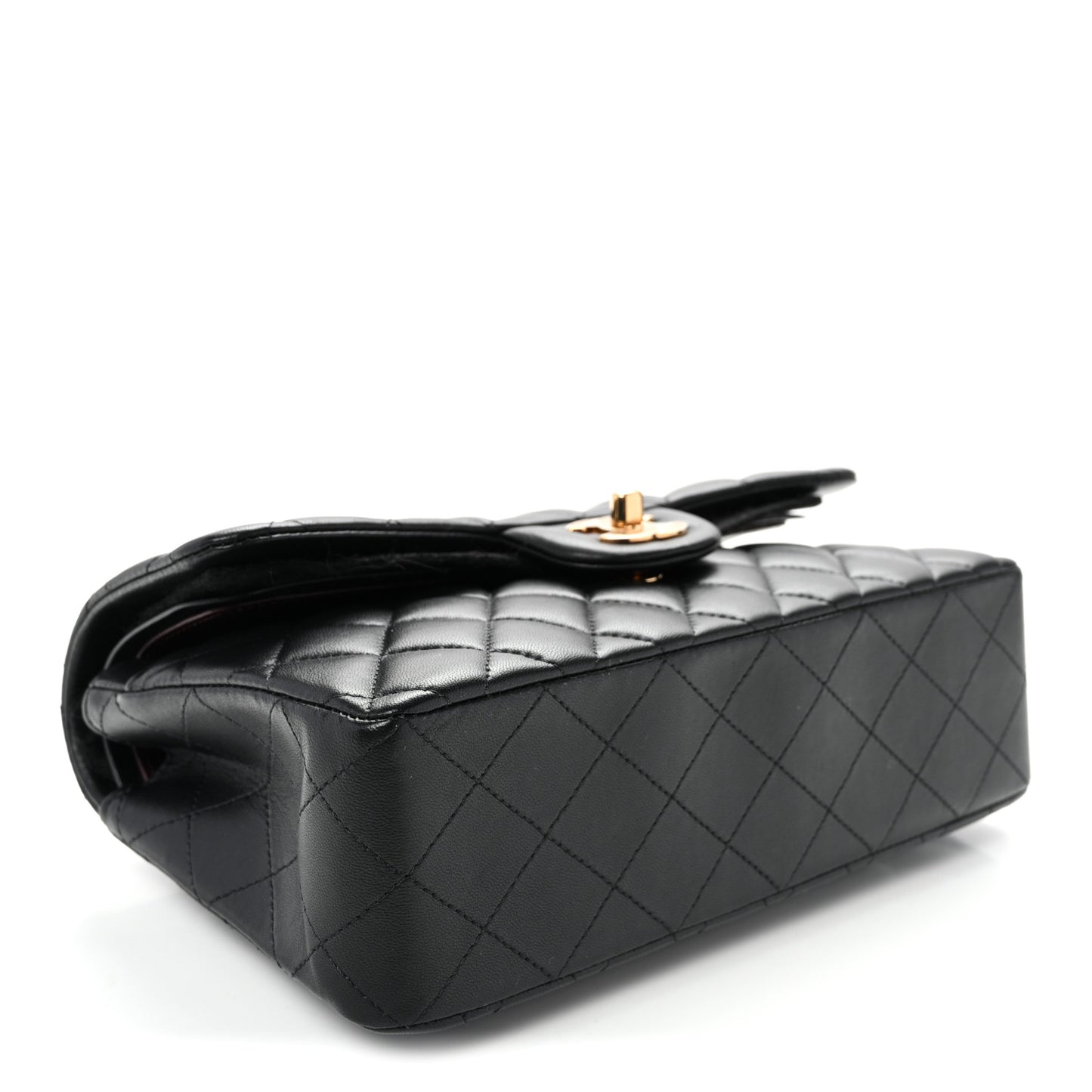 Lambskin Quilted Small Double Flap Black
