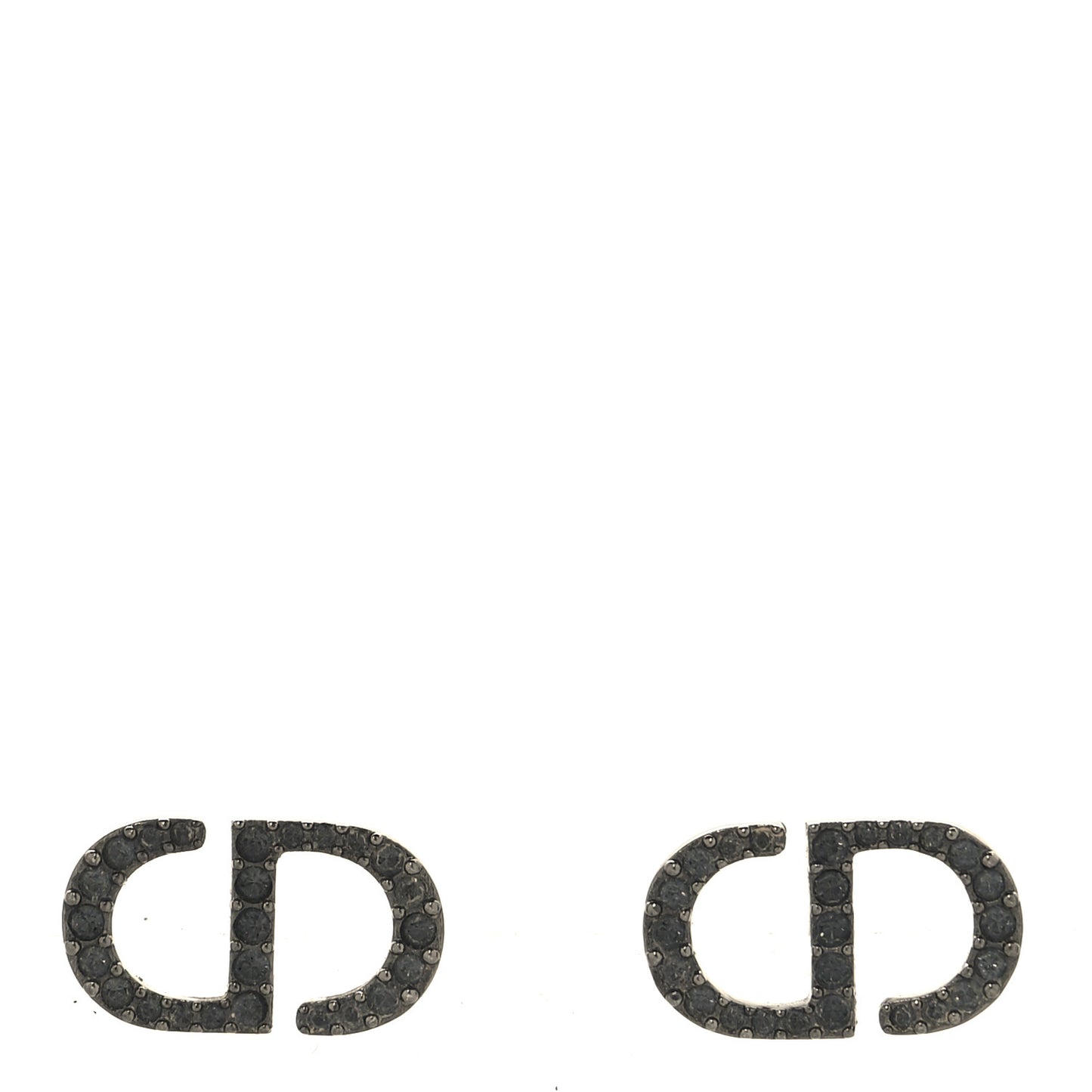 Ruthenium Crystal Petit CD Stud Earrings Black