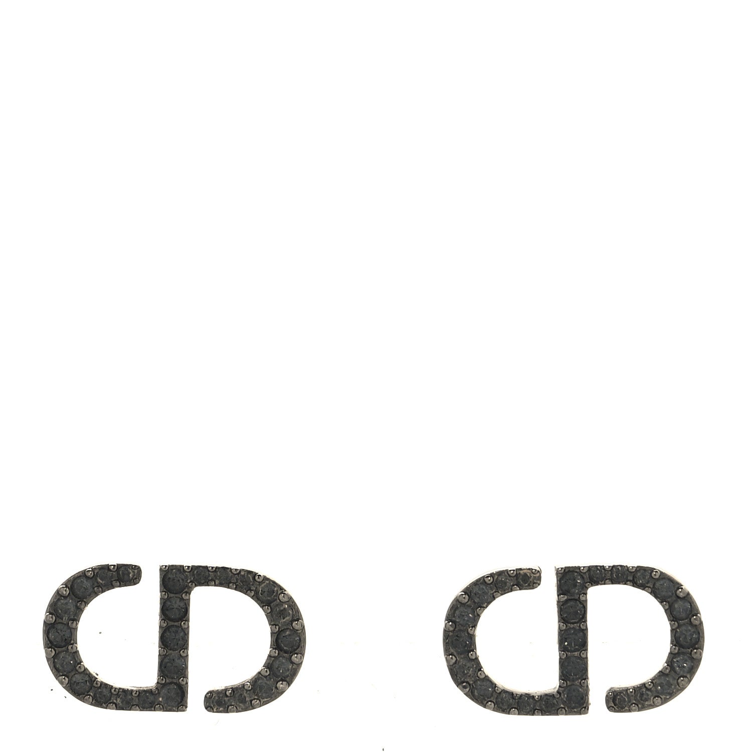 Christian Dior Ruthenium Crystal Petit CD Stud Earrings Black 1 of 4