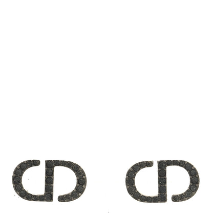 Christian Dior Ruthenium Crystal Petit CD Stud Earrings Black 1 of 4