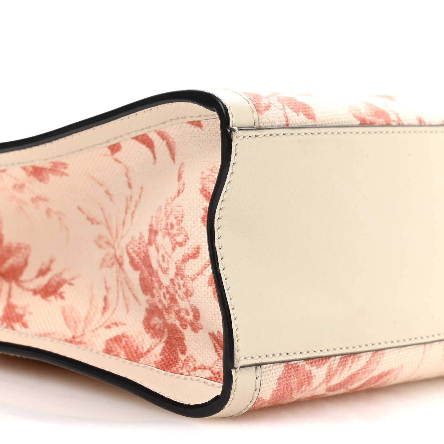 Canvas Herbarium Print Ribbon Top Handle Bag Pink White