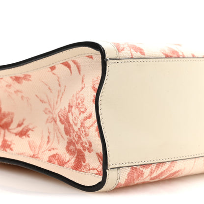 Gucci Canvas Herbarium Print Ribbon Top Handle Bag Pink White 9 of 10