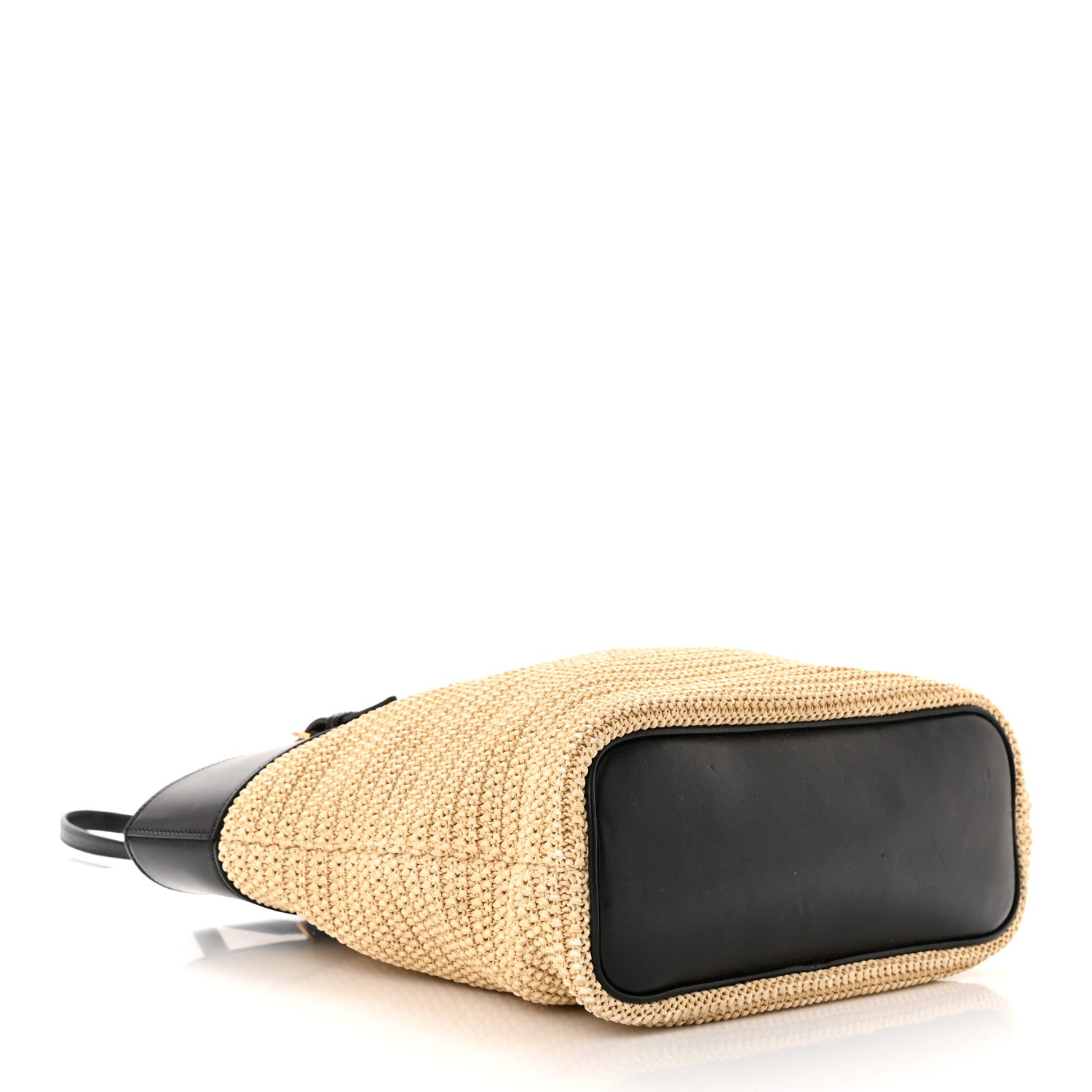 Saint Laurent Calfskin Raffia Mini Shopper Tote Naturale Black 4 of 13