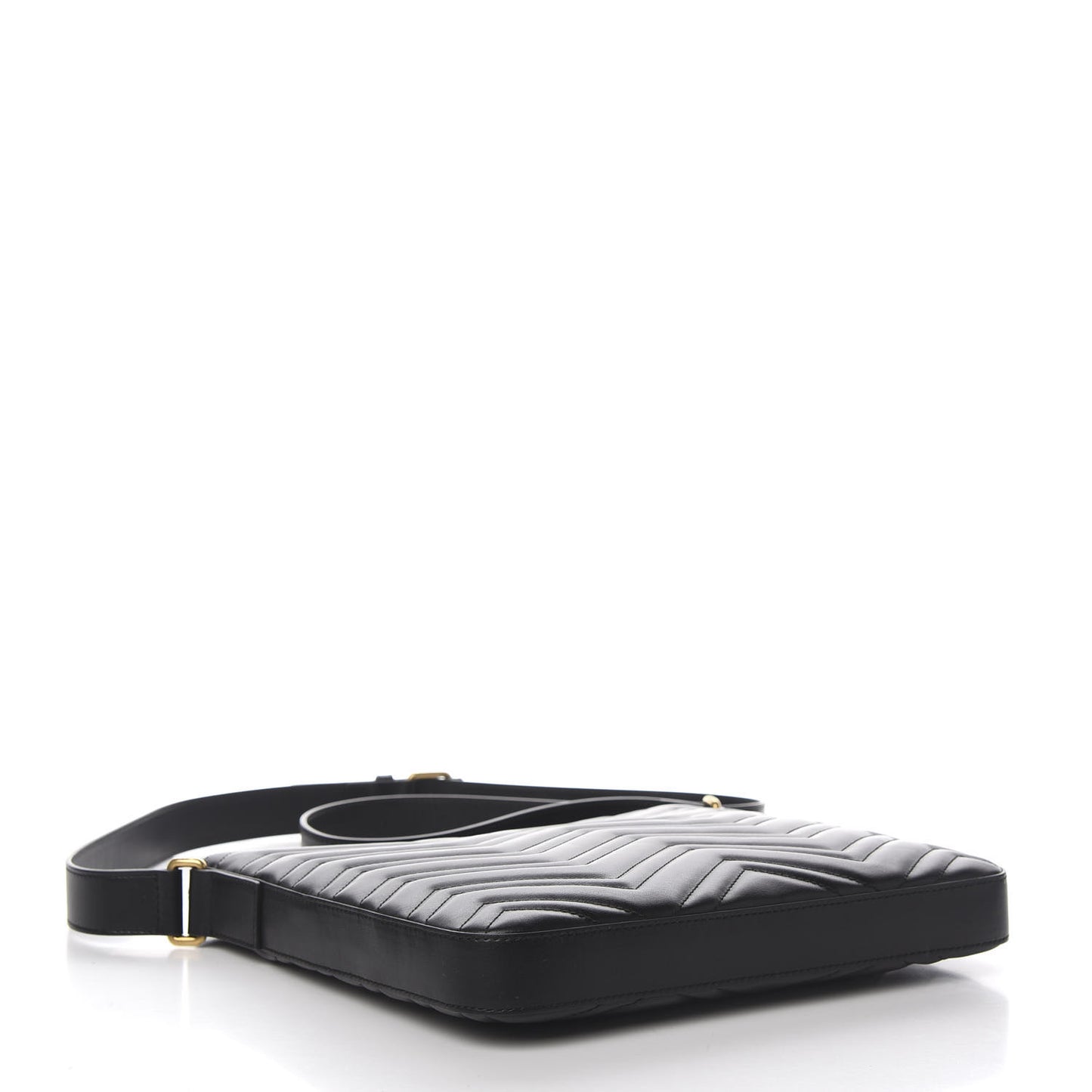 Calfskin Matelasse GG Marmont Flat Messenger Bag Black