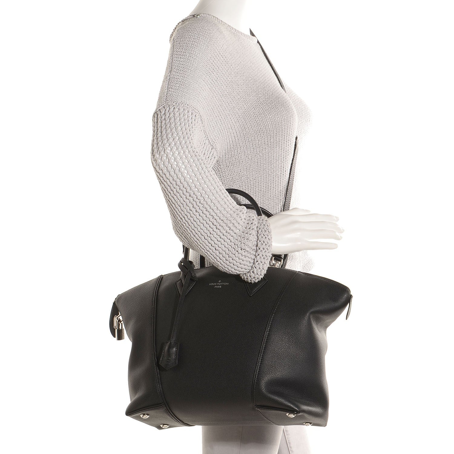 Louis Vuitton Veau Cachemire Soft Lockit MM Black 2 of 8