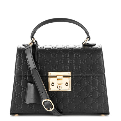 Gucci Guccissima Signature Small Padlock Top Handle Bag Black 1 of 7