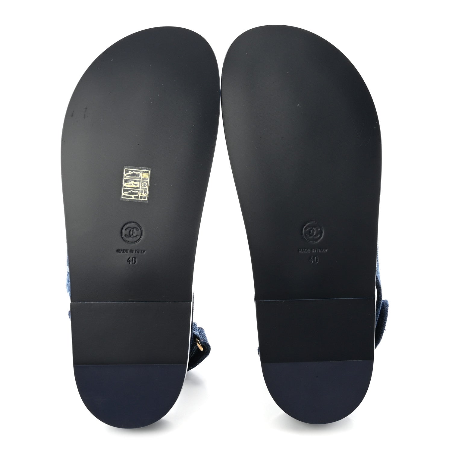 Chanel Printed Denim CC Dad Sandals 40 Dark Blue 6 of 10