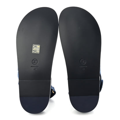 Chanel Printed Denim CC Dad Sandals 40 Dark Blue 6 of 10