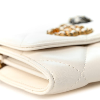 Chanel Lambskin Quilted Chanel 19 Flap Coin Purse With Chain White 10 of 11