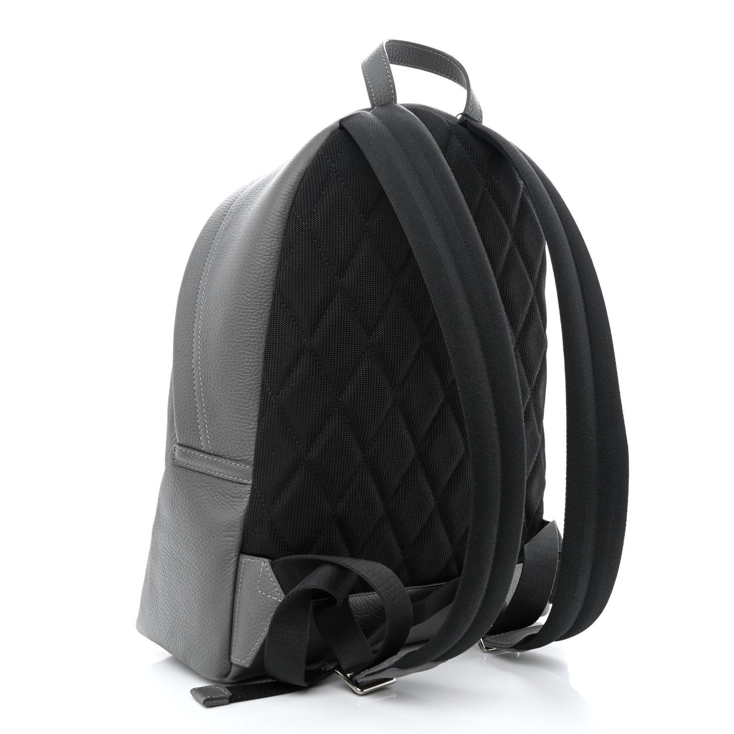 Calfskin Logo Embossed Backpack Charcoal Grey