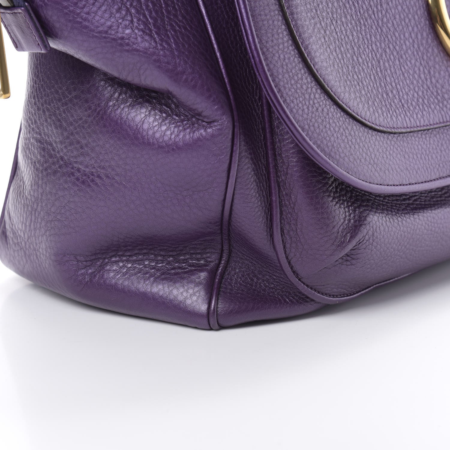 Gucci Metallic Pebbled Calfskin Medium 1973 Top Handle Satchel Purple 14 of 14
