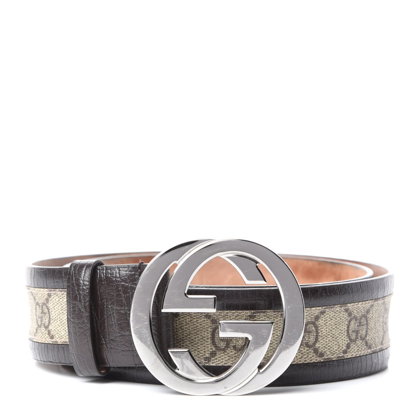 GG Plus Monogram Niagara Lux Calfskin Interlocking G 40mm Belt 85 34 Beige Ebony Cocoa
