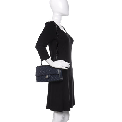 Chanel Lambskin Quilted Medium Double Flap Navy 2 of 11