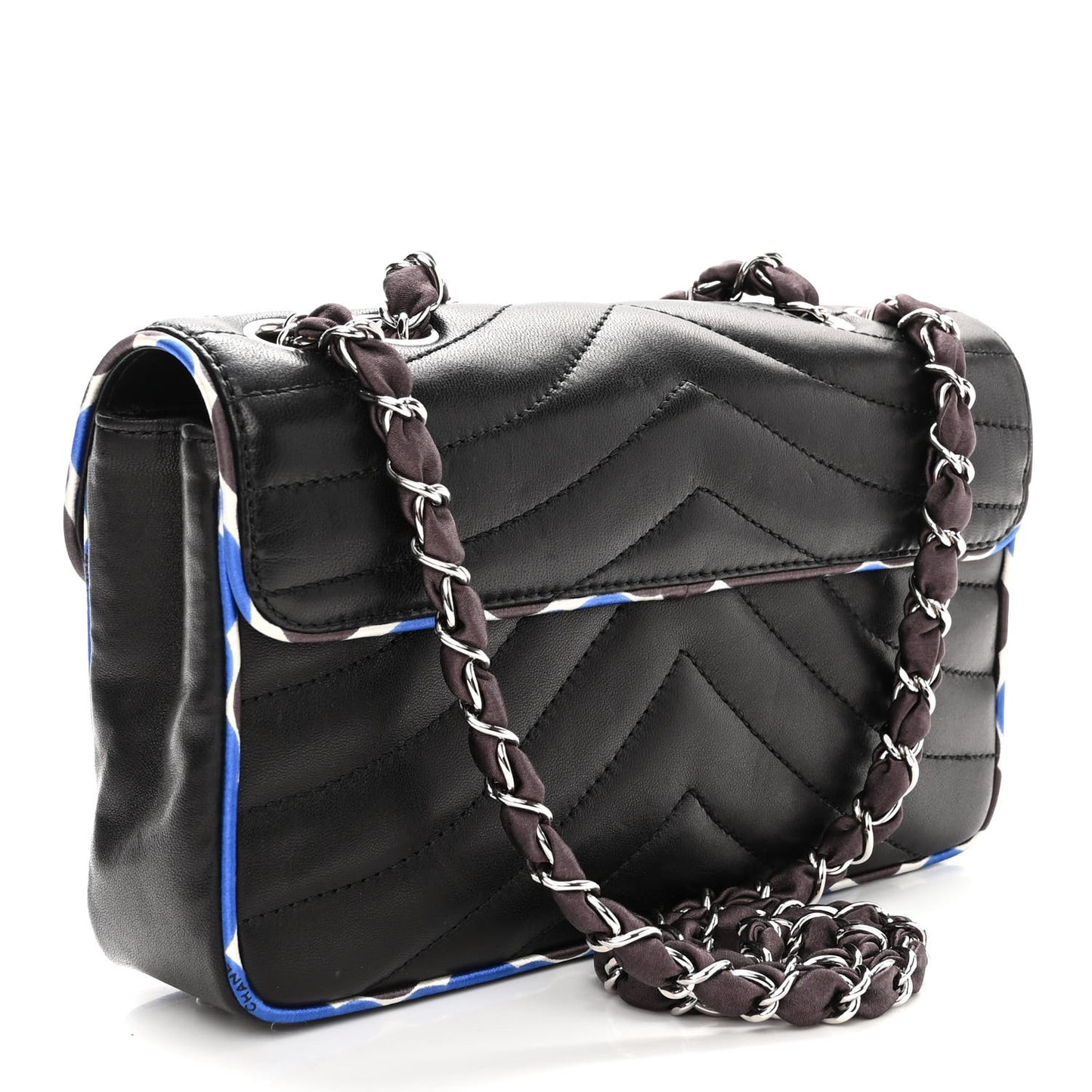 Lambskin Quilted Single Flap Black Multicolor