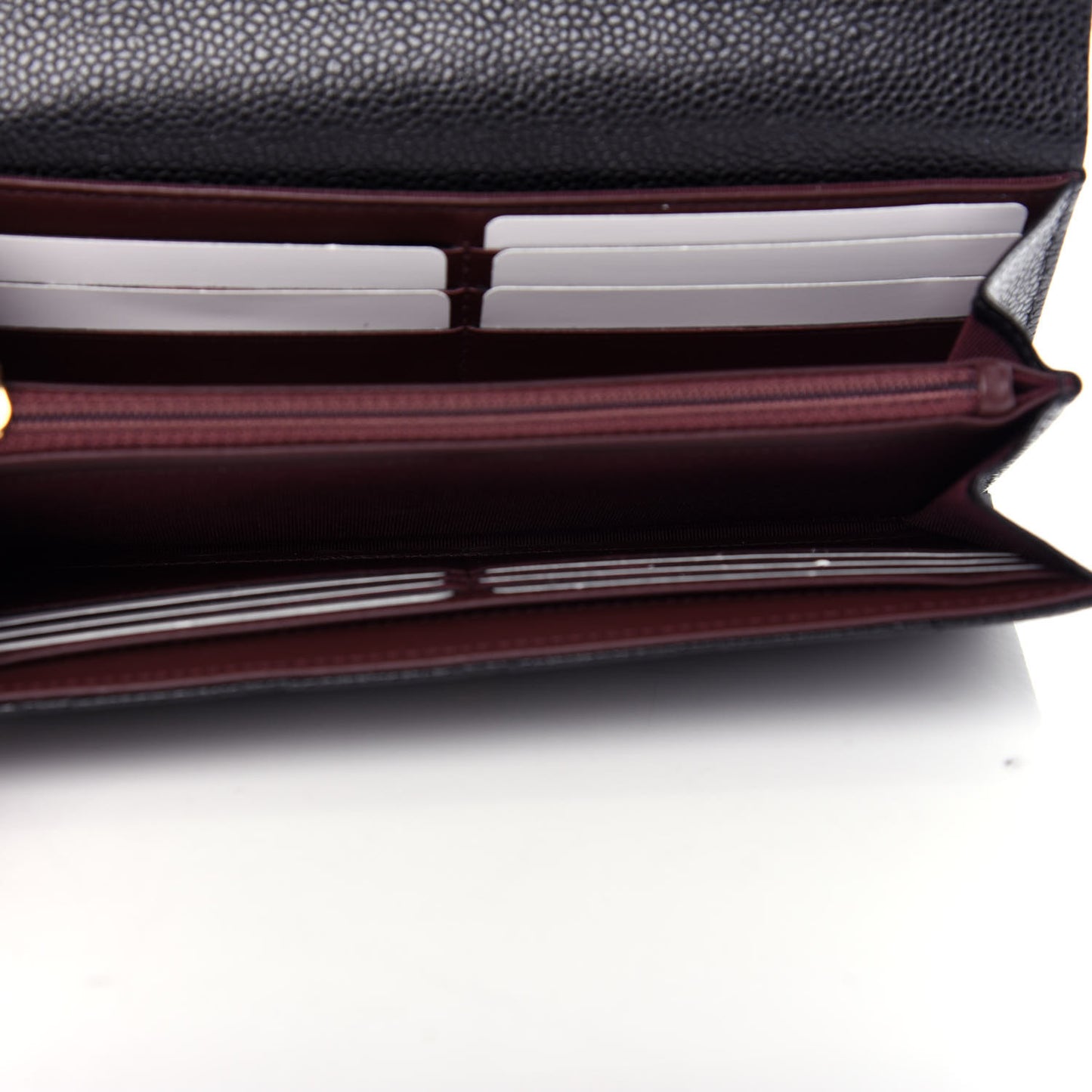 Caviar Quilted Large Gusset Flap Wallet Black