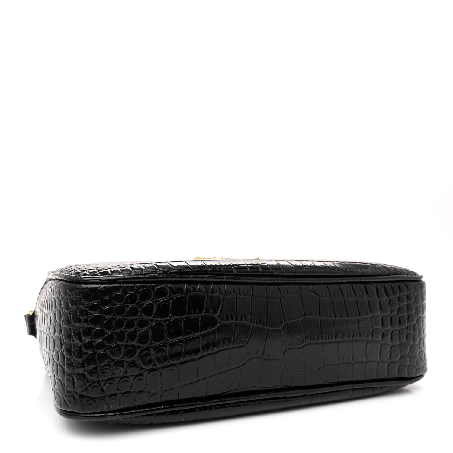 Saint Laurent Patent Calfskin Crocodile Embossed Monogram Lou Camera Bag Black 4 of 12