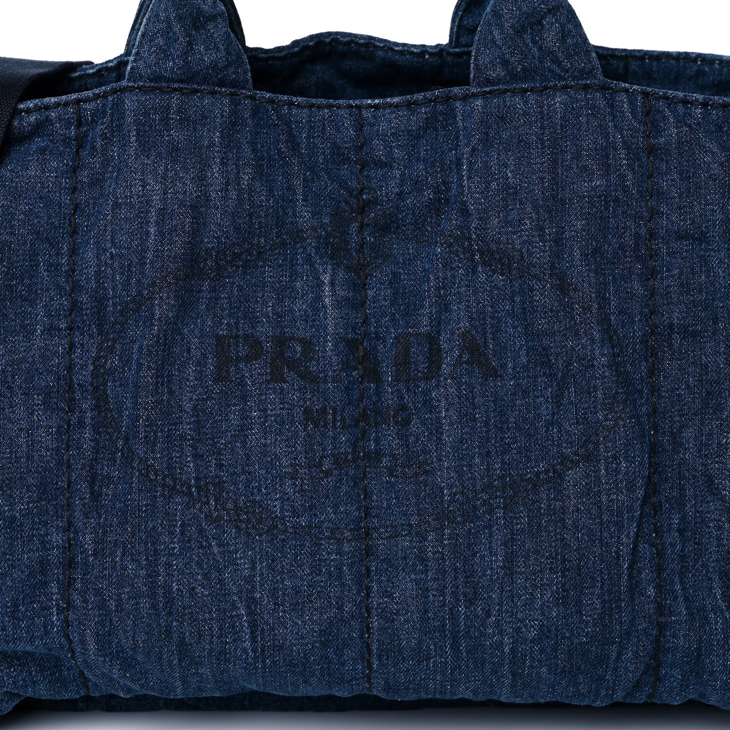 Prada Denim Logo Tote Avio 7 of 10