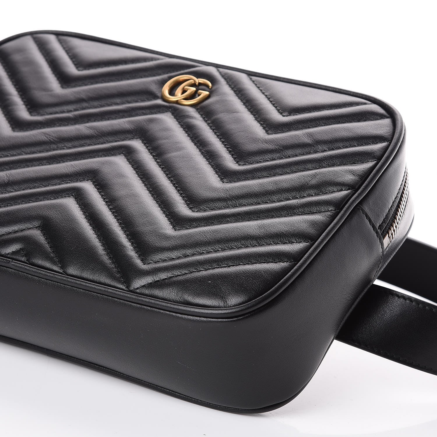 Gucci Calfskin Matelasse Mens GG Marmont Belt Bag 80 32 Black 10 of 13