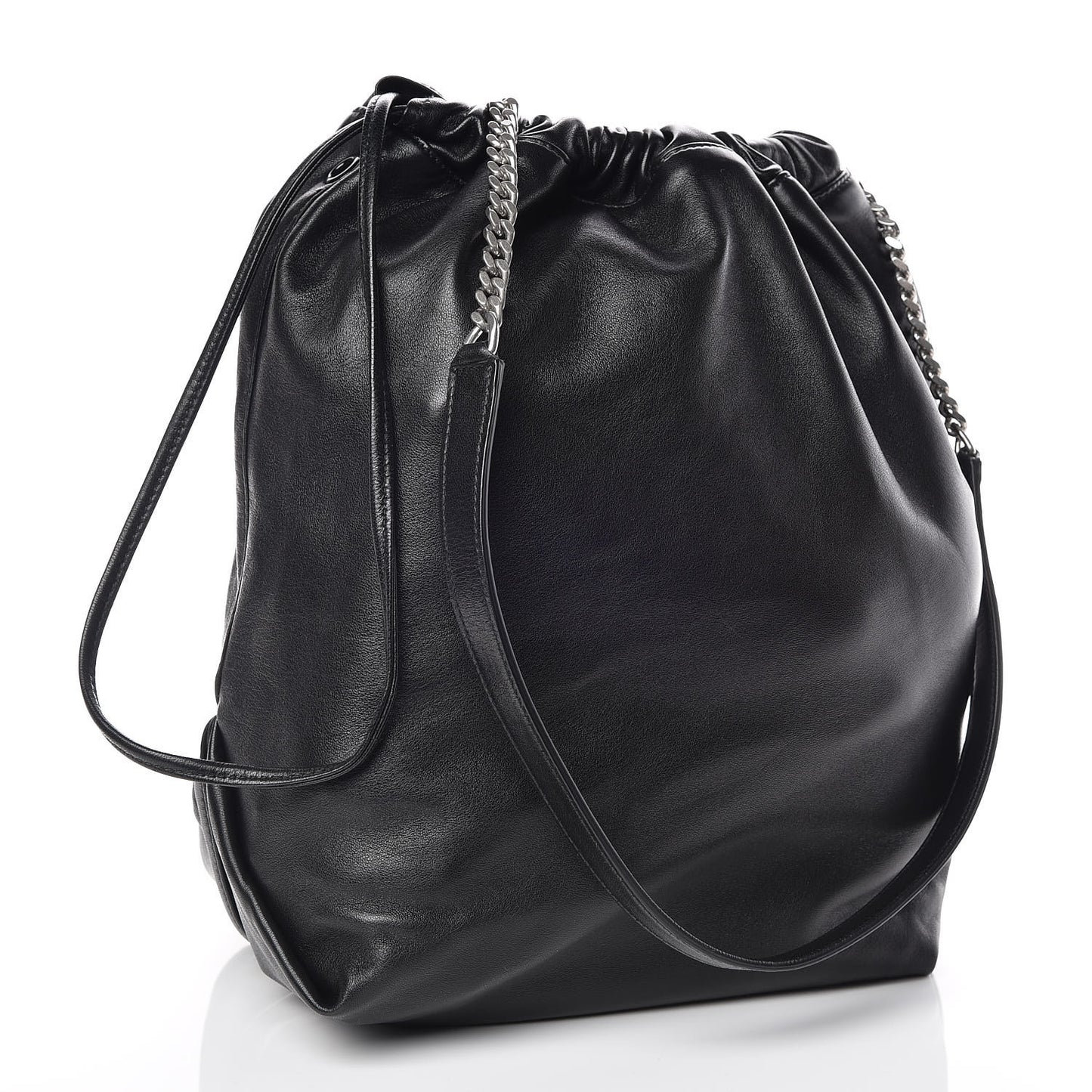 Lambskin Teddy Drawstring Bag Black