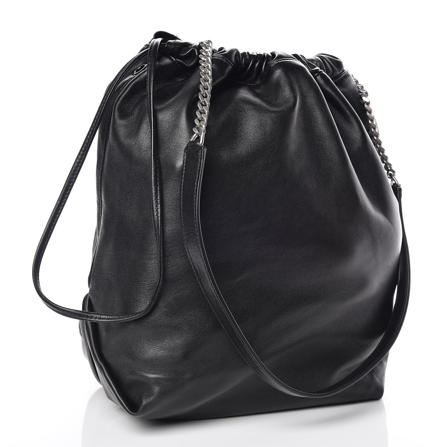 Saint Laurent Lambskin Teddy Drawstring Bag Black 4 of 10