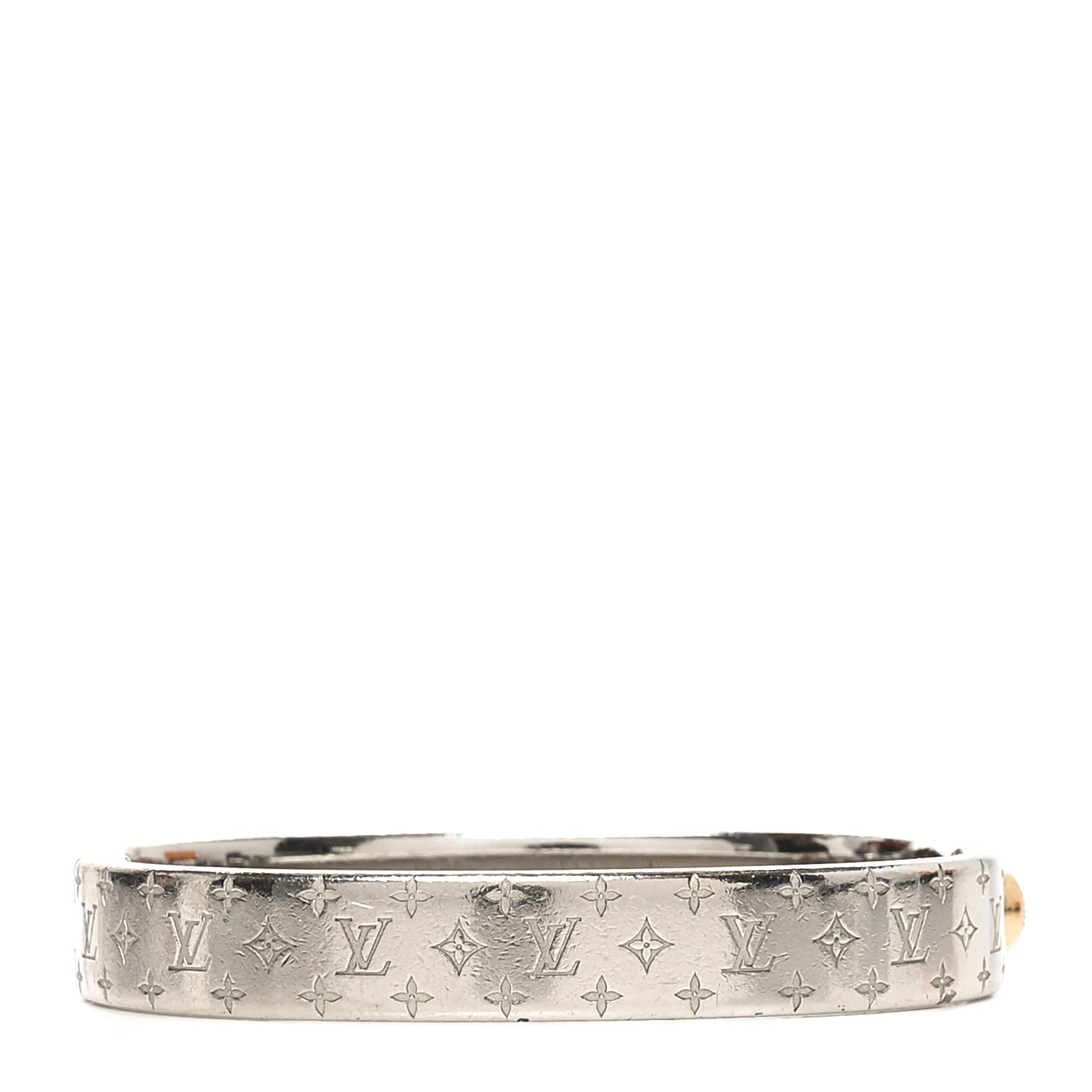 Louis Vuitton Brass Palladium Plated Nanogram Cuff S Silver 3 of 6