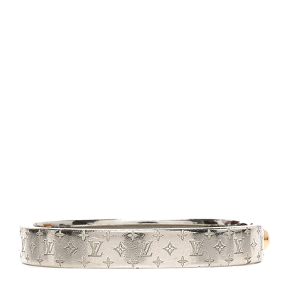 Louis Vuitton Brass Palladium Plated Nanogram Cuff S Silver 3 of 6