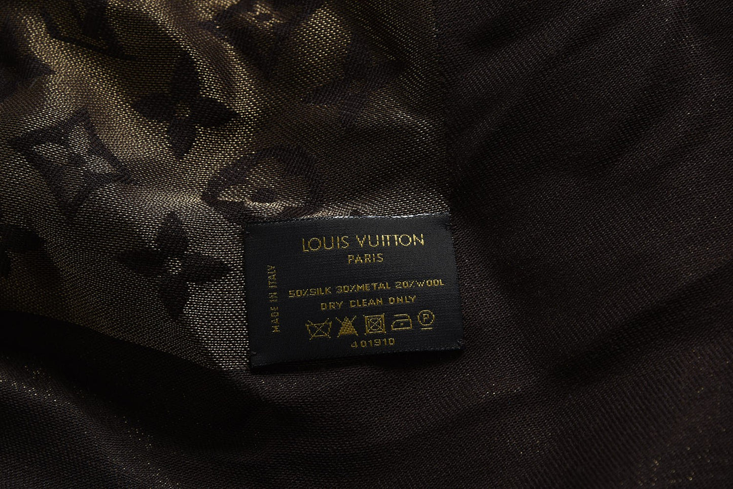 Silk Lurex Wool Monogram Shine Shawl Brown