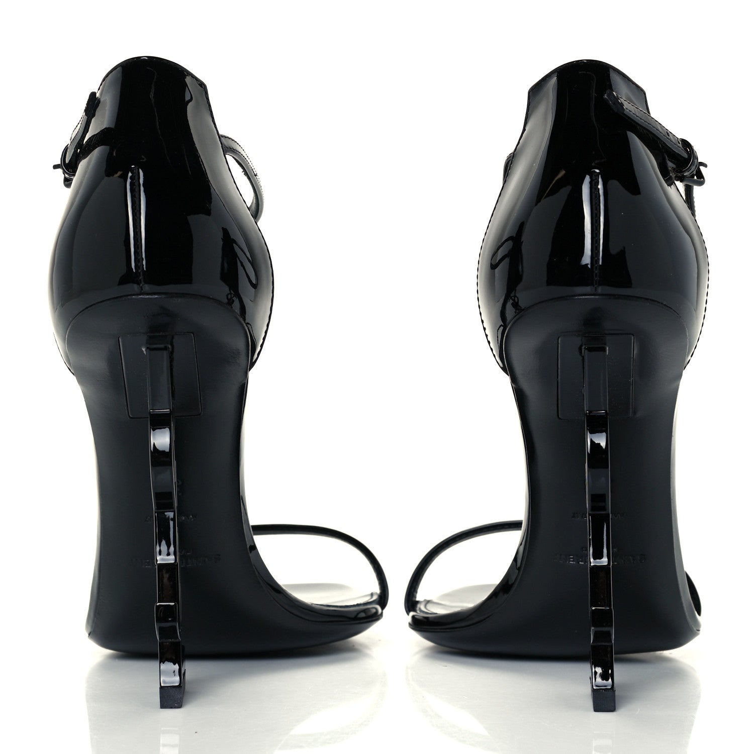 Saint Laurent Patent Calfskin Opyum 110 Sandals 38 Black 6 of 9