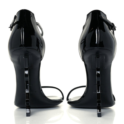 Saint Laurent Patent Calfskin Opyum 110 Sandals 38 Black 6 of 9