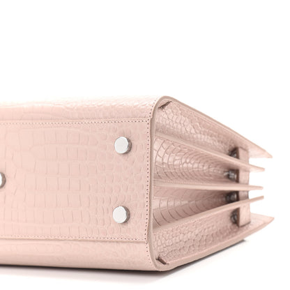 Saint Laurent Calfskin Crocodile Embossed Baby Sac De Jour Rose Antic 9 of 10